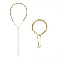 Moda franja Neckalace, Partículas de acero, Recubrimiento iónico al vacío, Joyería & diferentes estilos para la opción & para mujer, dorado, 4mm, longitud:aproximado 10.24 Inch, aproximado 26.77 Inch, Vendido por UD