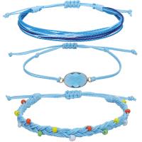 Waxed Nylon Cord Bracelet Set, with Crystal & Resin, Round, handmade, three pieces & fashion jewelry & for woman cm 