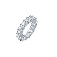 Cubic Zirconia Micro Pave Brass Finger Ring, Round, silver color plated, fashion jewelry & micro pave cubic zirconia & for woman, silver color 