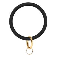 Silicone Key Clasp Setting, with Zinc Alloy, Round, gold color plated, DIY 6mm, Inner Approx 65mm 