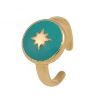 Brass Cuff Finger Ring, gold color plated, Adjustable & for woman & enamel 20mm 