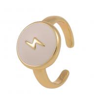 Brass Cuff Finger Ring, gold color plated, Adjustable & Unisex & enamel 21mm 
