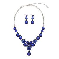 Crystal Jewelry Sets, Zinc Alloy, earring & necklace, with Crystal, zinc alloy lobster clasp, zinc alloy post pin, for woman 5-35mm cm 