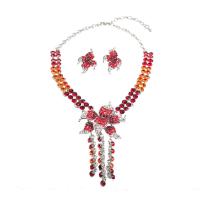 Crystal Jewelry Sets, Zinc Alloy, Stud Earring & necklace, with Crystal, zinc alloy lobster clasp, zinc alloy post pin, for woman & with rhinestone cm 
