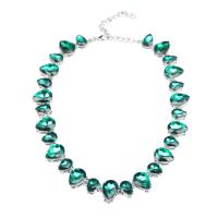Crystal Zinc Alloy Necklace, with Crystal, zinc alloy lobster clasp, for woman, green cm 