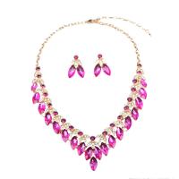 Crystal Jewelry Sets, Zinc Alloy, Stud Earring & necklace, with Crystal, zinc alloy lobster clasp, zinc alloy post pin, for woman & with rhinestone 5-35mm cm 