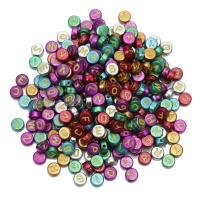 Acryl Alphabet Perlen, plattiert, DIY, gemischte Farben, 4x7mm, 100PCs/Tasche, verkauft von Tasche