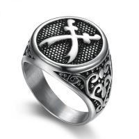 Stainless Steel Finger Ring, 316L Stainless Steel, polished, vintage & fashion jewelry & Unisex & blacken, original color 