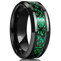 Stainless Steel Finger Ring, 304 Stainless Steel, Vacuum Ion Plating, fashion jewelry & polished & Unisex green 