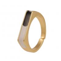 Brass Cuff Finger Ring, gold color plated, Adjustable & for woman & enamel 21mm 