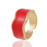 Brass Cuff Finger Ring, gold color plated, Adjustable & for woman & enamel 20mm 