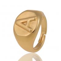 Brass Open Finger Ring, Letter, gold color plated, Adjustable & Unisex 22mm 