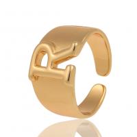 Brass Cuff Finger Ring, Letter, gold color plated, Adjustable & Unisex 20mm 