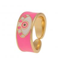 Evil Eye Jewelry Finger Ring, Brass, gold color plated, Adjustable & Unisex & enamel 20mm 