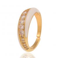 Cubic Zirconia Micro Pave Brass Finger Ring, gold color plated, Adjustable & micro pave cubic zirconia & for woman & enamel 21mm 