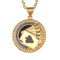 Cubic Zircon Micro Pave Brass Necklace, gold color plated, Unisex & micro pave cubic zirconia Approx 17.7 Inch 