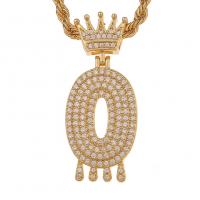 Cubic Zircon Micro Pave Brass Necklace, Number, gold color plated, Unisex & micro pave cubic zirconia Approx 17.7 