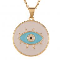 Evil Eye Jewelry Necklace, Brass, gold color plated, Unisex & enamel Approx 17.7 Inch 