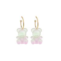 Resin Zinc Alloy Earring, with Zinc Alloy, Bear, gold color plated, cute & fashion jewelry & for woman 