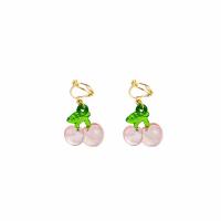 Resin Zinc Alloy Earring, with Zinc Alloy, Fruit, gold color plated, fashion jewelry & for woman 