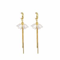 Resin Zinc Alloy Earring, with Resin, Flower, gold color plated & for woman & with rhinestone 