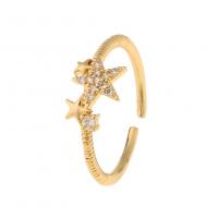Cubic Zirconia Micro Pave Brass Finger Ring, Pineapple, 18K gold plated, Adjustable & micro pave cubic zirconia & for woman 