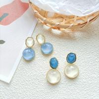 Resin Zinc Alloy Earring, with Resin, gold color plated, fashion jewelry & for woman 40mm 