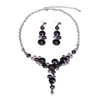 Crystal Jewelry Sets, Zinc Alloy, earring & necklace, with Crystal, zinc alloy lobster clasp, zinc alloy post pin, for woman 60mm cm 