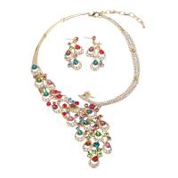 Crystal Jewelry Sets, Zinc Alloy, earring & necklace, with Crystal, zinc alloy lobster clasp, zinc alloy post pin, for woman & with rhinestone 54mm cm 