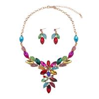 Crystal Jewelry Sets, Zinc Alloy, earring & necklace, with Crystal, zinc alloy lobster clasp, zinc alloy post pin, for woman & with rhinestone 40mm cm 