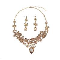 Crystal Jewelry Sets, Zinc Alloy, earring & necklace, with Crystal, zinc alloy lobster clasp, zinc alloy post pin, for woman 80mm cm 