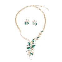 Crystal Jewelry Sets, Zinc Alloy, Stud Earring & necklace, with Crystal, zinc alloy lobster clasp, zinc alloy post pin, for woman & with rhinestone 5-30mm cm 