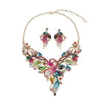 Crystal Jewelry Sets, Zinc Alloy, earring & necklace, with Crystal, zinc alloy lobster clasp, zinc alloy post pin, for woman & with rhinestone 58mm cm 