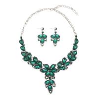 Crystal Jewelry Sets, Zinc Alloy, earring & necklace, with Crystal, zinc alloy lobster clasp, zinc alloy post pin, for woman 48mm cm 