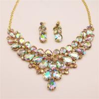 Crystal Jewelry Sets, earring & necklace, with Zinc Alloy, zinc alloy lobster clasp, zinc alloy post pin, for woman 60mm cm 