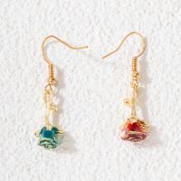 Enamel Zinc Alloy Drop Earring, Rose, gold color plated, fashion jewelry & for woman, multi-colored 