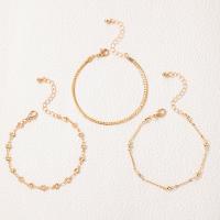 Zinc Alloy Anklet, with 5.5cm extender chain, gold color plated, three pieces & fashion jewelry & for woman, golden cm 