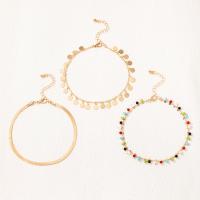 Zinc Alloy Anklet, with 5.5cm extender chain, gold color plated, three pieces & fashion jewelry & for woman & enamel, golden cm 