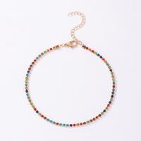 Zinc Alloy Anklet, with 5.5cm extender chain, gold color plated, fashion jewelry & for woman & with rhinestone, golden cm 