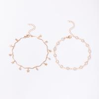 Zinc Alloy Anklet, with 5cm extender chain, gold color plated, 2 pieces & fashion jewelry & for woman & with rhinestone, golden 