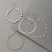 Zinc Alloy Anklet, with ABS Plastic Pearl, with 5.5cm extender chain, plated, 4 pieces & fashion jewelry & for woman .5 cm 