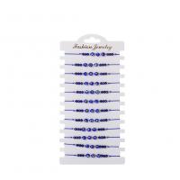 Terylen Schnur Armband-Set, mit Kristall & Lampwork, blöser Blick, 12 Stück & einstellbar, royalblau, Länge:6.7 ZollInch, 12PCs/setzen, verkauft von setzen