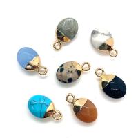 Gemstone Brass Pendants, with Brass, Oval, gold color plated, DIY & faceted 