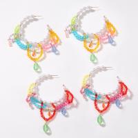Resin Drop Earring, with Crystal, fashion jewelry & for woman 