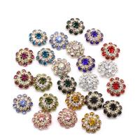 Zinc Alloy Shank Button, Flower, gold color plated, DIY & with rhinestone 22mm 