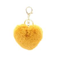 Zinc Alloy Key Chain Jewelry, with Artificial fur, Heart, gold color plated, durable 
