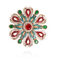 Crystal Brooch, Zinc Alloy, with Crystal, Flower, plated & for woman & with rhinestone & hollow 