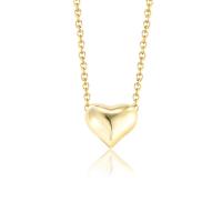 925 Sterling Silver Necklace, Heart, gold color plated, for woman, 8.5mm Approx 14.96 Inch 
