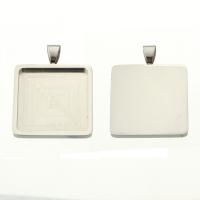 304 Stainless Steel Pendant Setting, Square, original color Approx Inner Approx 