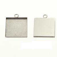 Stainless Steel Pendant Setting, 304 Stainless Steel, Rhombus, plated Approx 2mm, Inner Approx 
